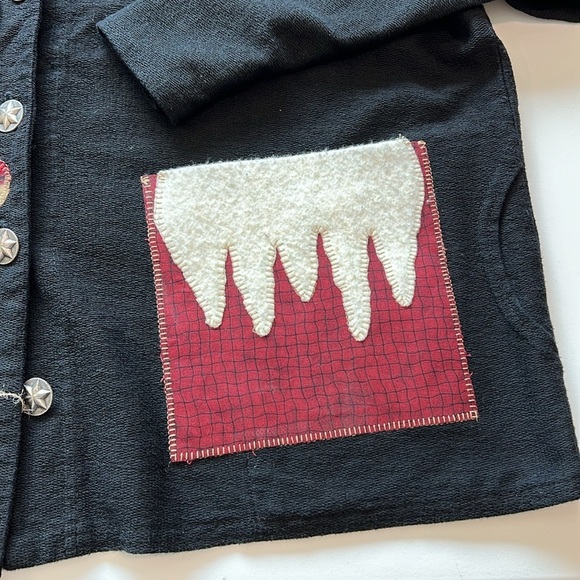 Scrap Works - XL, black snowman appliquéd sweatshirt jacket - Picture 7 of 10